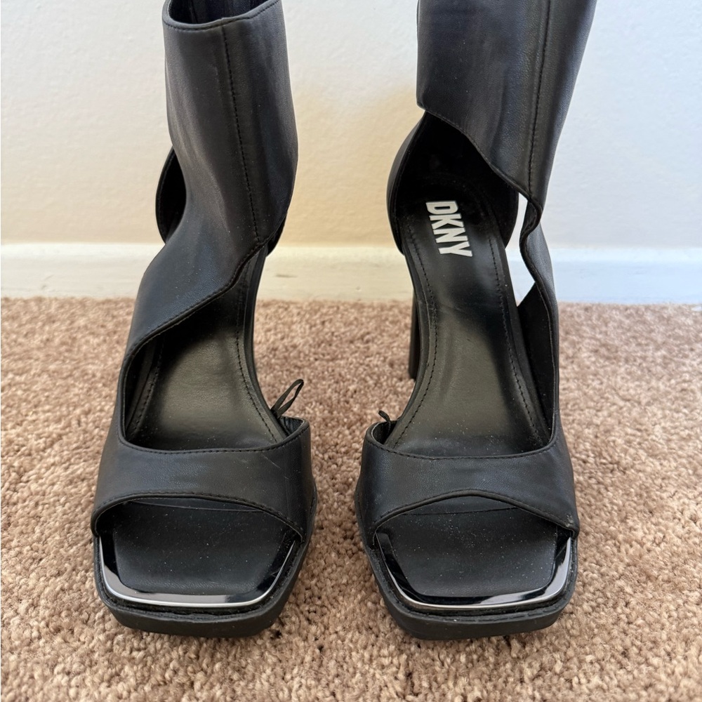 DKNY Black Heels with Cut-Out Design and Substantial Heel